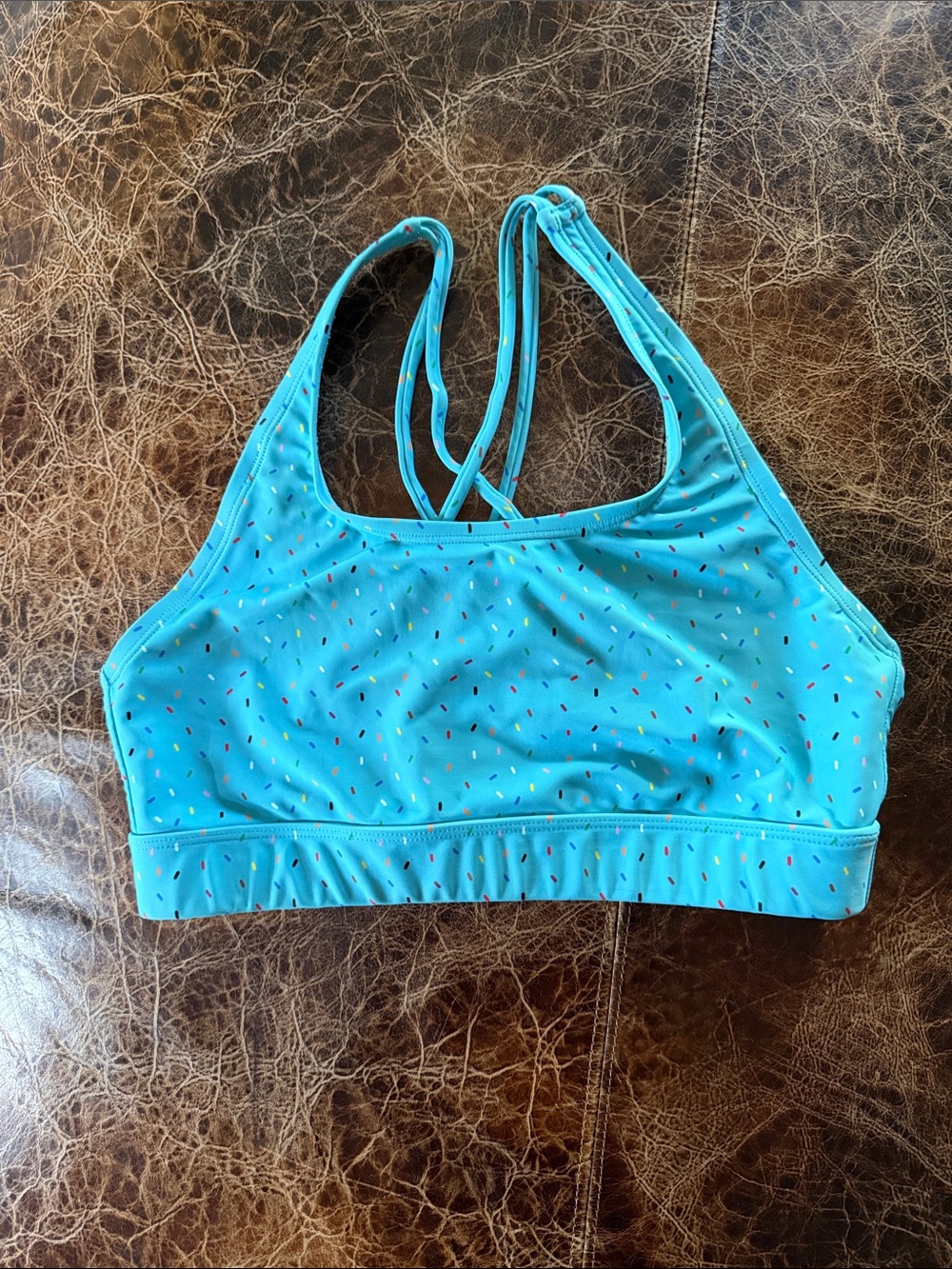 Humankind Teal Confetti Racerback Swim Top